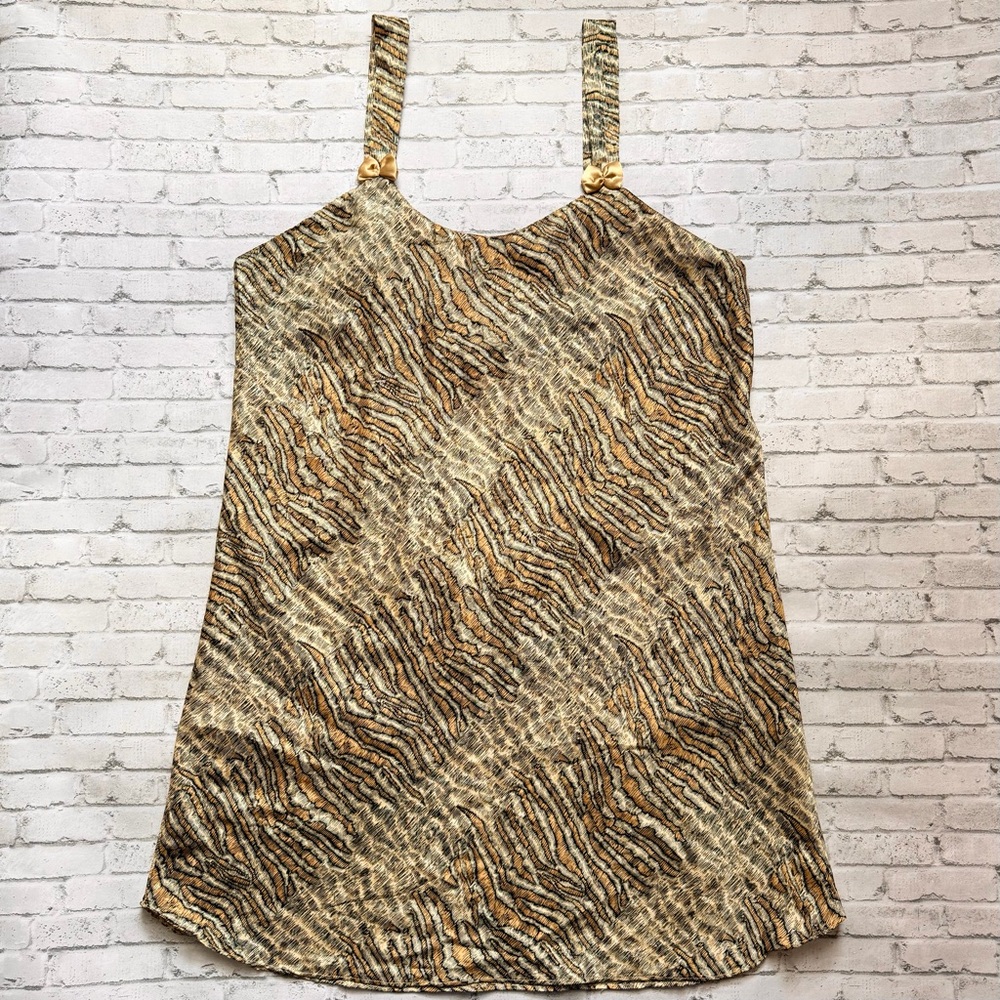 Vintage 90 Gold & Black Tiger Stripe Print Slip Dress